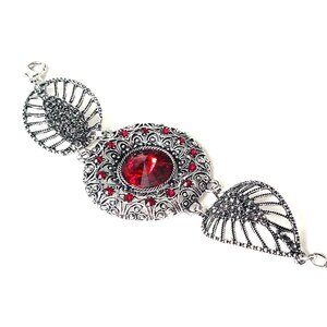 Vintage-Inspired Statement Bracelet with Red Gemstone